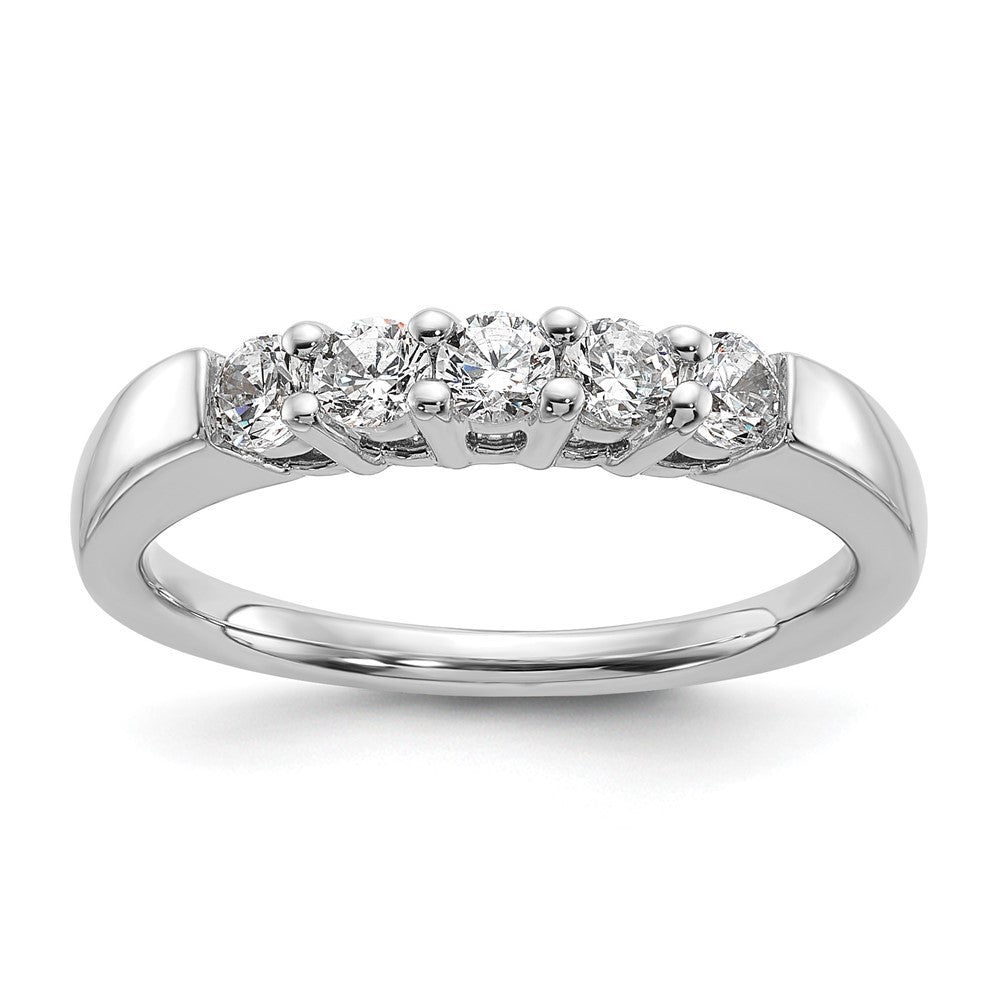 14k White Gold 1/2 Ct. Lab Grown Diamond VS/SI+ G+ Five Stone Fashion Band Ring