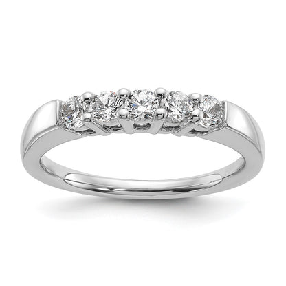 14k White Gold 1/2 Ct. Lab Grown Diamond VS/SI+ G+ Five Stone Fashion Band Ring