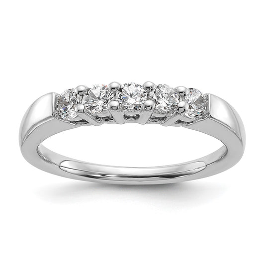 14k White Gold 1/2 Ct. Lab Grown Diamond VS/SI+ G+ Five Stone Fashion Band Ring