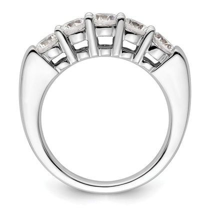 14K White Gold 5 Stone Shared Prong 1.5 Carat Round Complete Diamond Band