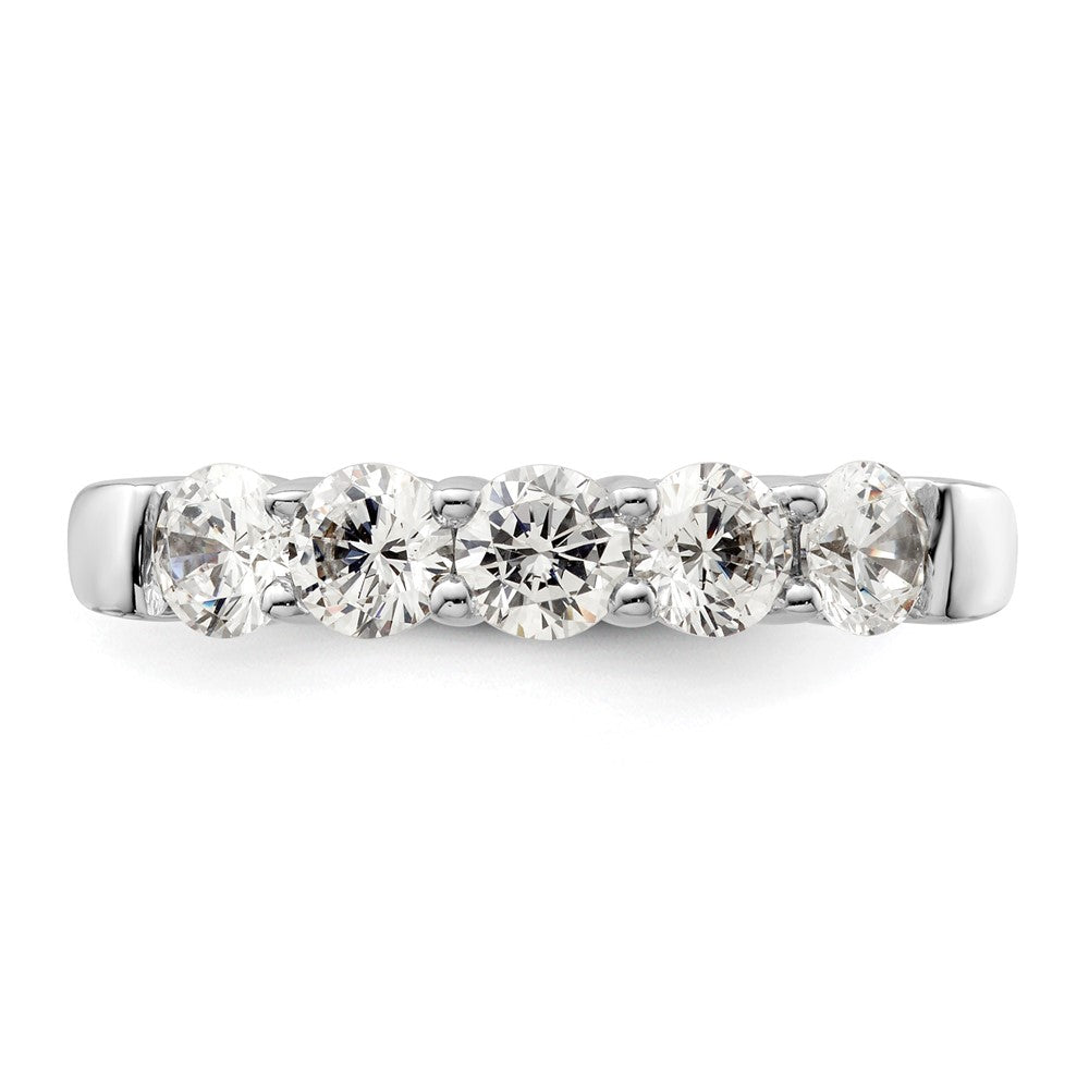 14K White Gold 5 Stone Shared Prong 1.5 Carat Round Complete Diamond Band