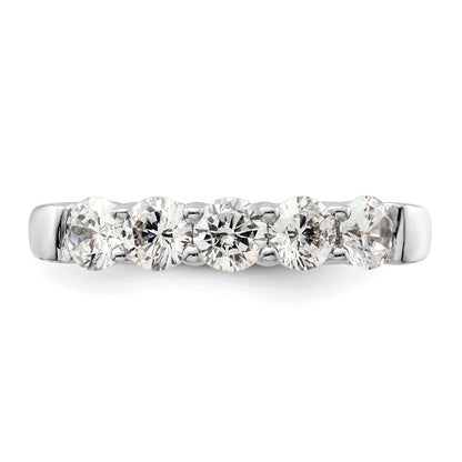14K White Gold 5 Stone Shared Prong 1.5 Carat Round Complete Diamond Band