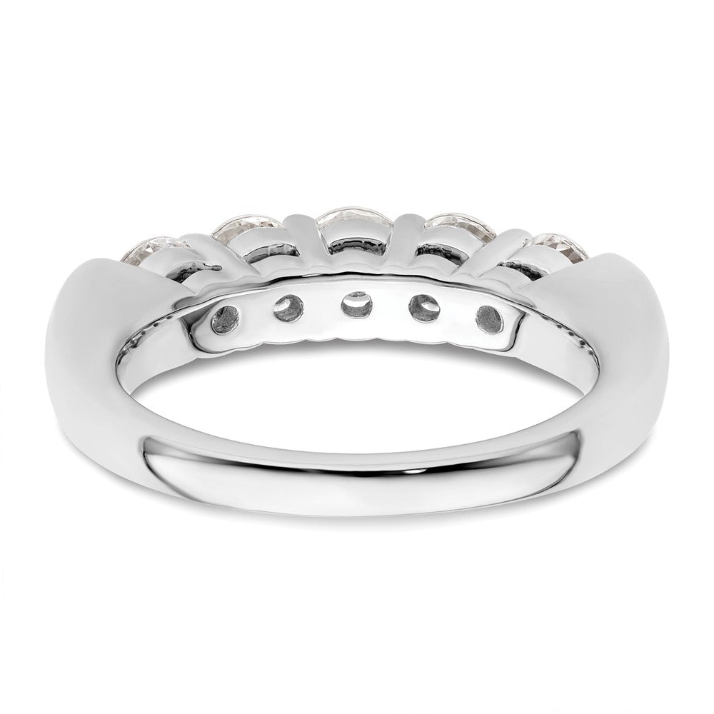 14K White Gold 5 Stone Shared Prong 1.5 Carat Round Complete Diamond Band