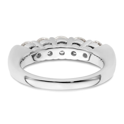 14K White Gold 5 Stone Shared Prong 1.5 Carat Round Complete Diamond Band