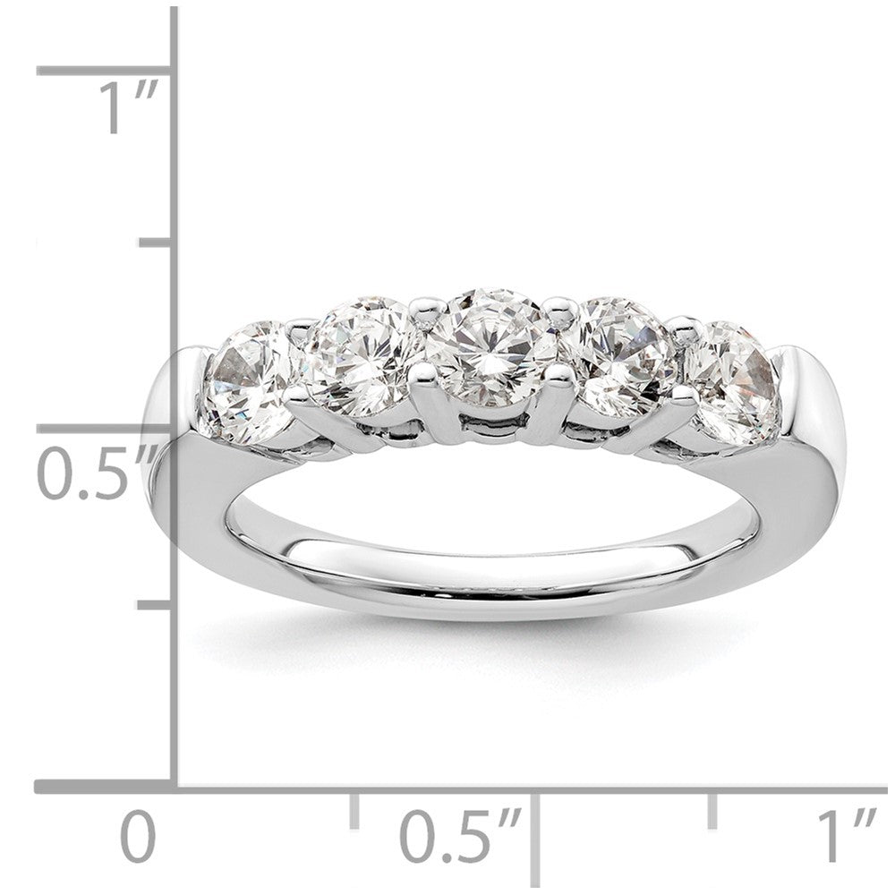 14K White Gold 5 Stone Shared Prong 1.5 Carat Round Complete Diamond Band