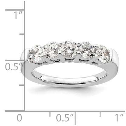 14K White Gold 5 Stone Shared Prong 1.5 Carat Round Complete Diamond Band
