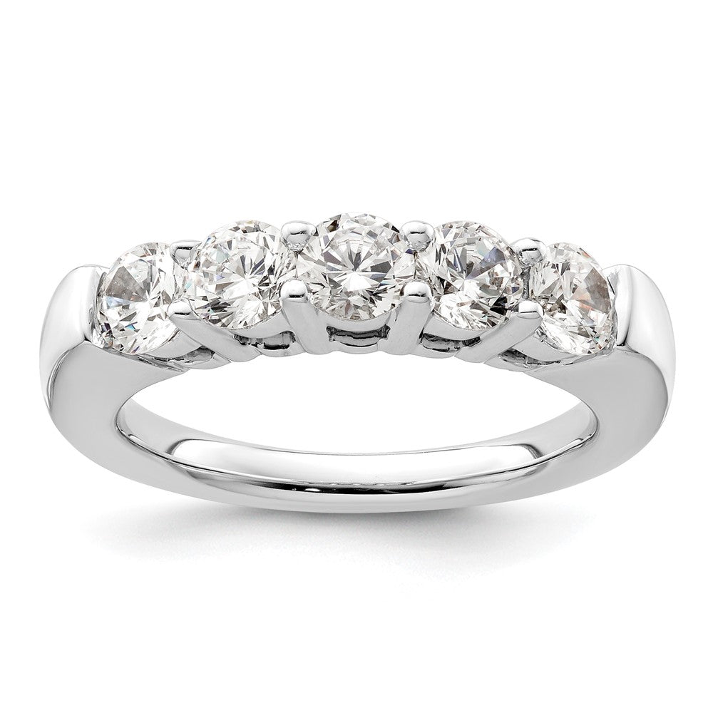 14K White Gold 5 Stone Shared Prong 1.5 Carat Round Complete Diamond Band