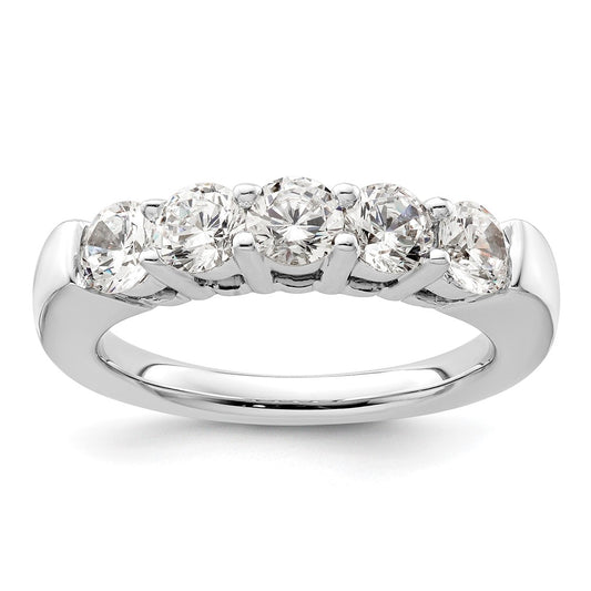 14K White Gold 5 Stone Shared Prong 1.5 Carat Round Complete Diamond Band