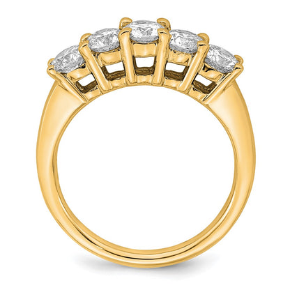 1.50ct. CZ Solid Real 14K Yellow Gold 5-Stone Wedding Band Ring