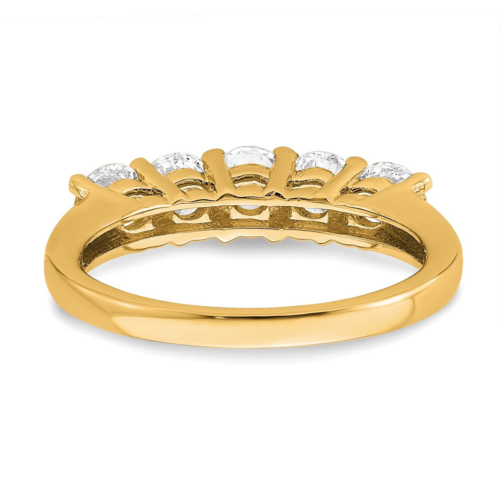 1.50ct. CZ Solid Real 14K Yellow Gold 5-Stone Wedding Band Ring