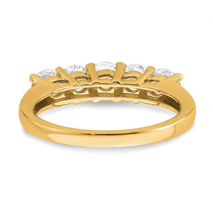 1.50ct. CZ Solid Real 14K Yellow Gold 5-Stone Wedding Band Ring