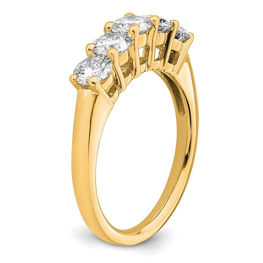 1.50ct. CZ Solid Real 14K Yellow Gold 5-Stone Wedding Band Ring