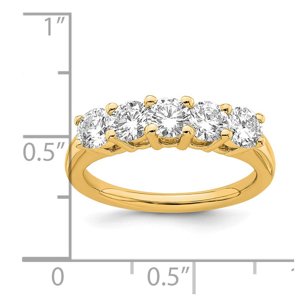 1.50ct. CZ Solid Real 14K Yellow Gold 5-Stone Wedding Band Ring