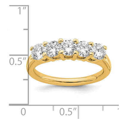 1.50ct. CZ Solid Real 14K Yellow Gold 5-Stone Wedding Band Ring