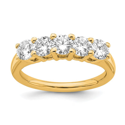 1.50ct. CZ Solid Real 14K Yellow Gold 5-Stone Wedding Band Ring