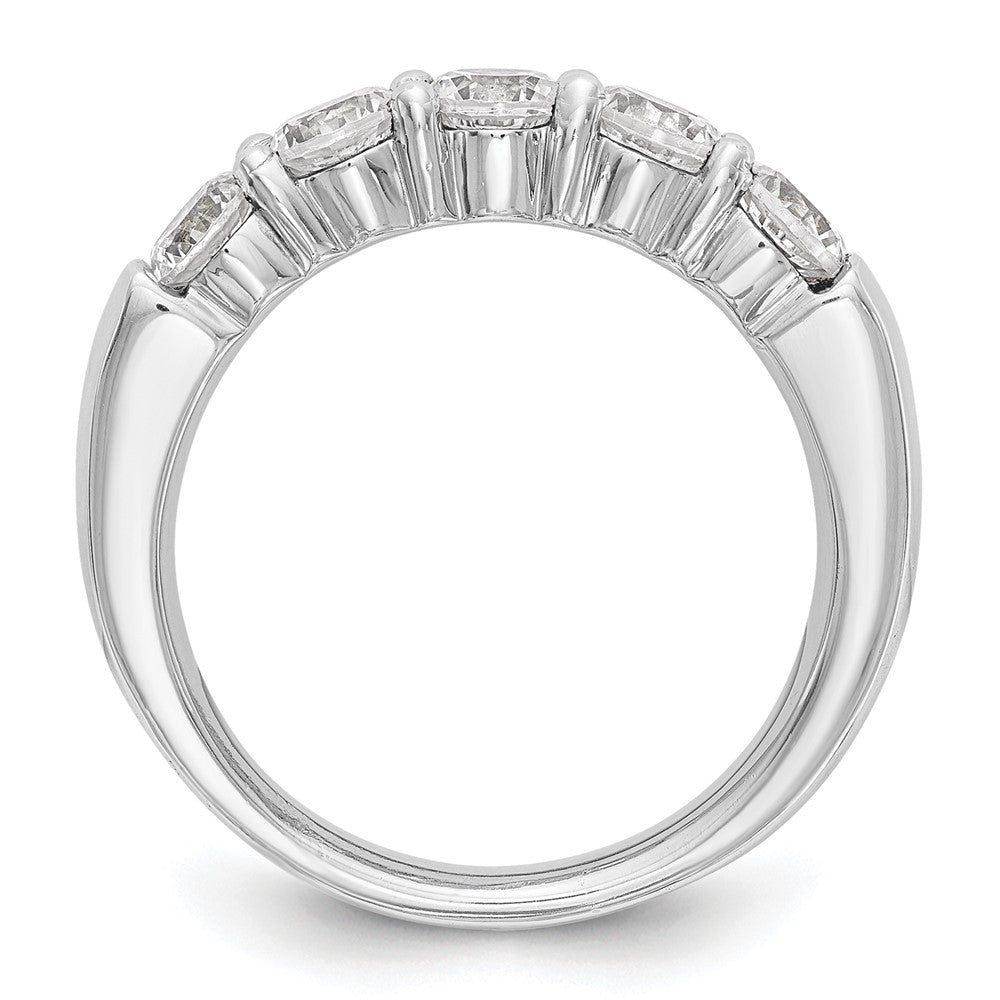 14k White Gold 1 Ct. Lab Grown Diamond VS/SI+ G+ Five Stone Fashion Band Ring