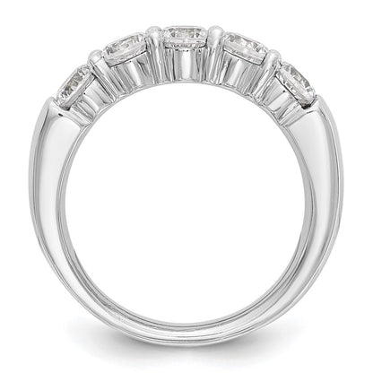 14k White Gold 1 Ct. Lab Grown Diamond VS/SI+ G+ Five Stone Fashion Band Ring