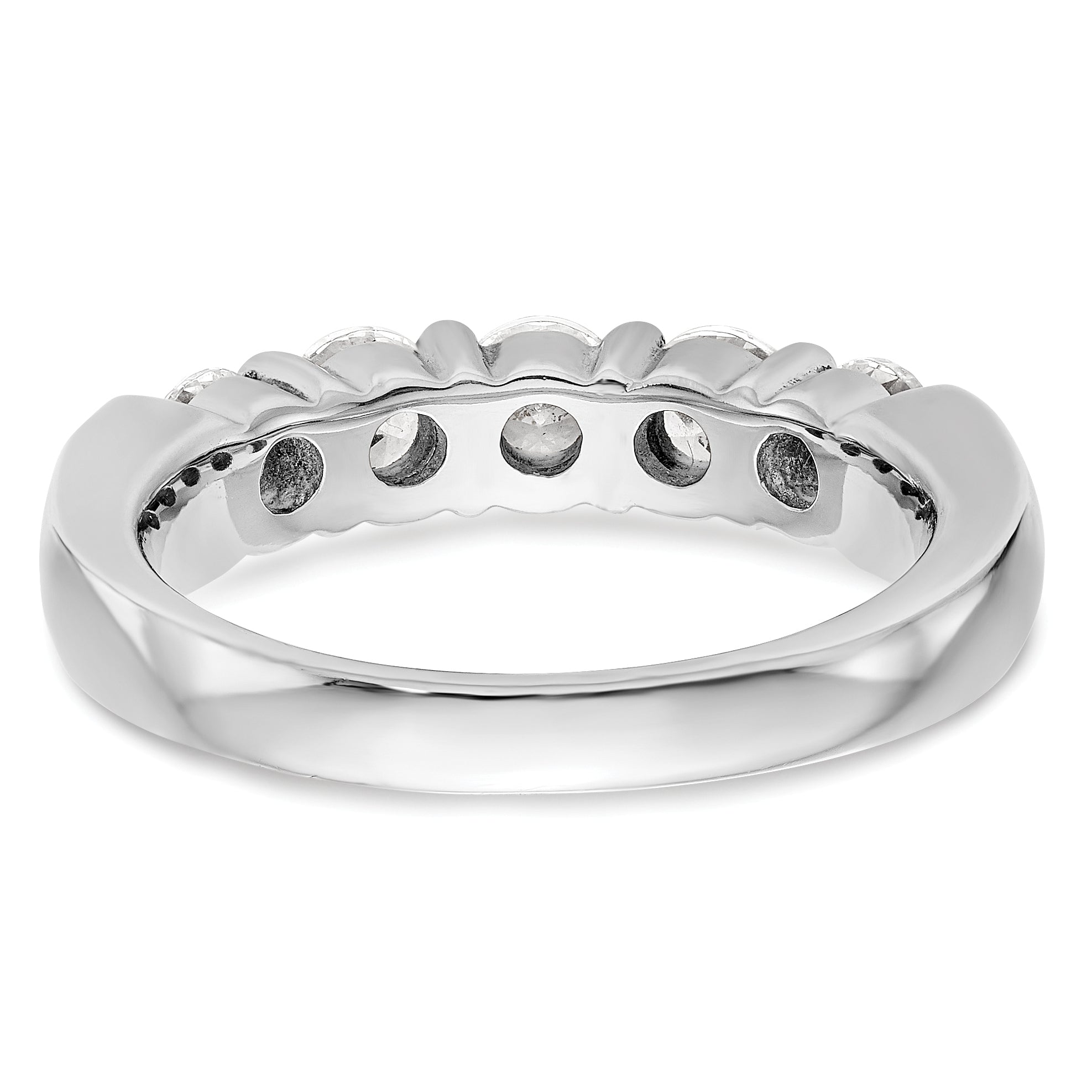 14K White Gold 5 Stone Shared Prong 1.5 Carat Round Complete Diamond Band