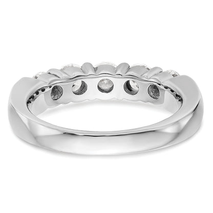 14K White Gold 5 Stone Shared Prong 1.5 Carat Round Complete Diamond Band