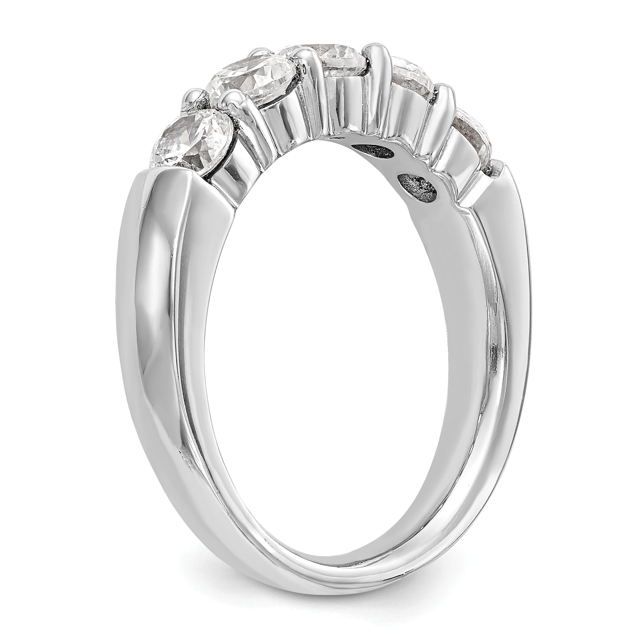 14K White Gold 5 Stone Shared Prong 1.5 Carat Round Complete Diamond Band