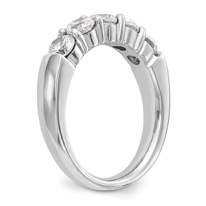 14K White Gold 5 Stone Shared Prong 1.5 Carat Round Complete Diamond Band