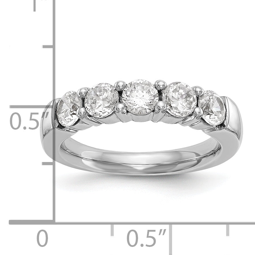 14K White Gold 5 Stone Shared Prong 1.5 Carat Round Complete Diamond Band