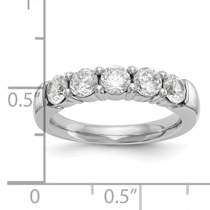 14K White Gold 5 Stone Shared Prong 1.5 Carat Round Complete Diamond Band