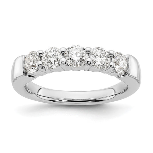 14k White Gold 1 Ct. Lab Grown Diamond VS/SI+ G+ Five Stone Fashion Band Ring