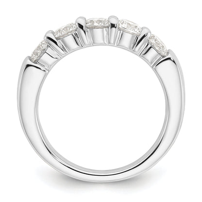 14K White Gold 5 Stone Shared Prong 1.5 Carat Round Complete Diamond Band