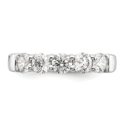 14K White Gold 5 Stone Shared Prong 1.5 Carat Round Complete Diamond Band