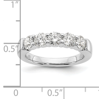 14K White Gold 5 Stone Shared Prong 1.5 Carat Round Complete Diamond Band