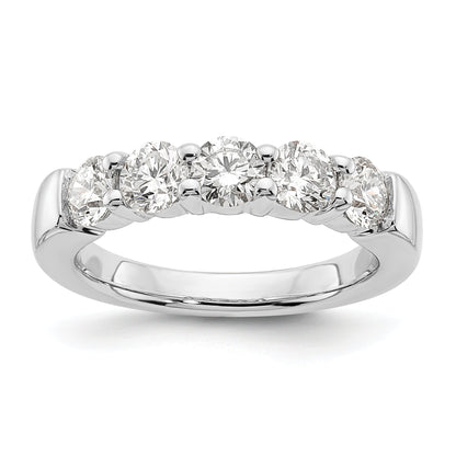 14K White Gold 5 Stone Shared Prong 1.5 Carat Round Complete Diamond Band