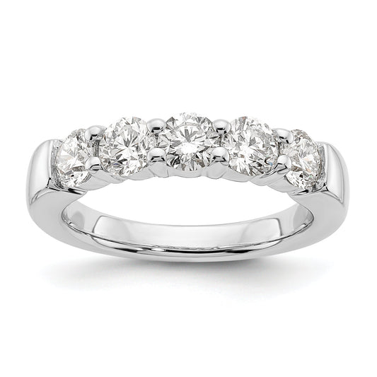 14K White Gold 5 Stone Shared Prong 1.5 Carat Round Complete Diamond Band