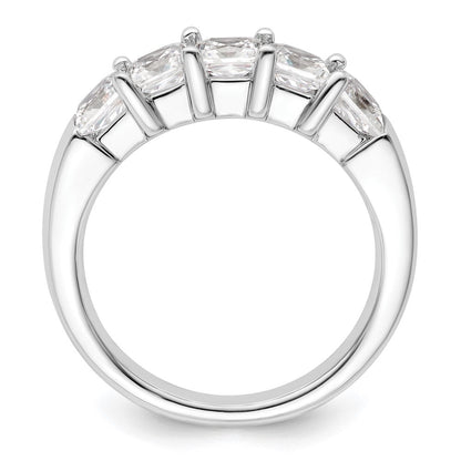 14K White Gold 5-Stone Real Diamond Band
