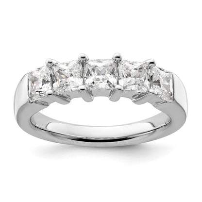 14K White Gold 5-Stone Real Diamond Band