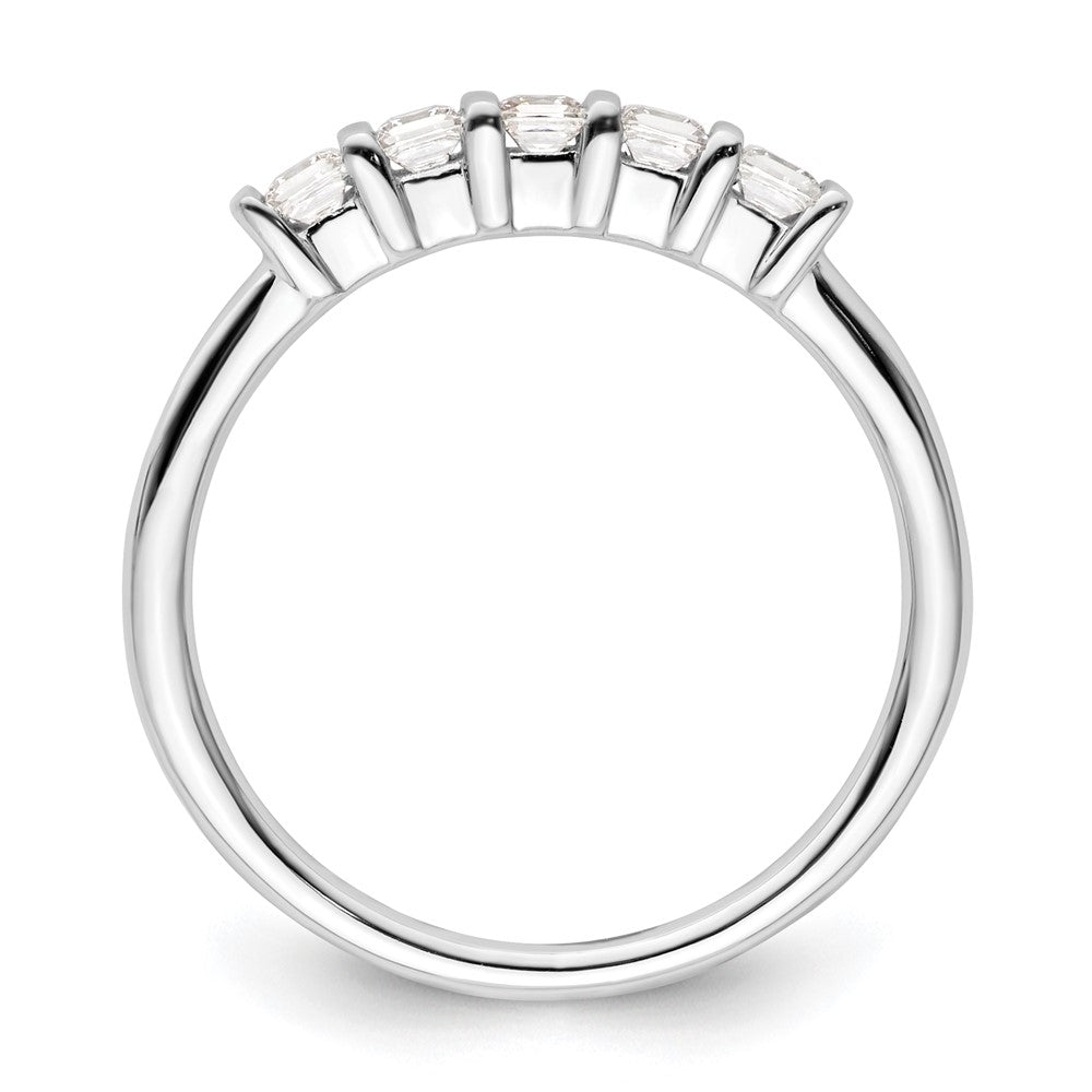 0.33ct. CZ Solid Real 14K White Gold 5-Stone Wedding Band Ring
