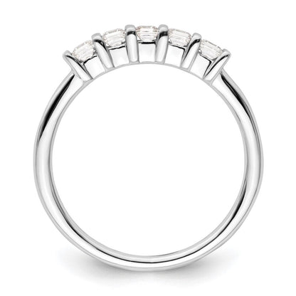 0.33ct. CZ Solid Real 14K White Gold 5-Stone Wedding Band Ring