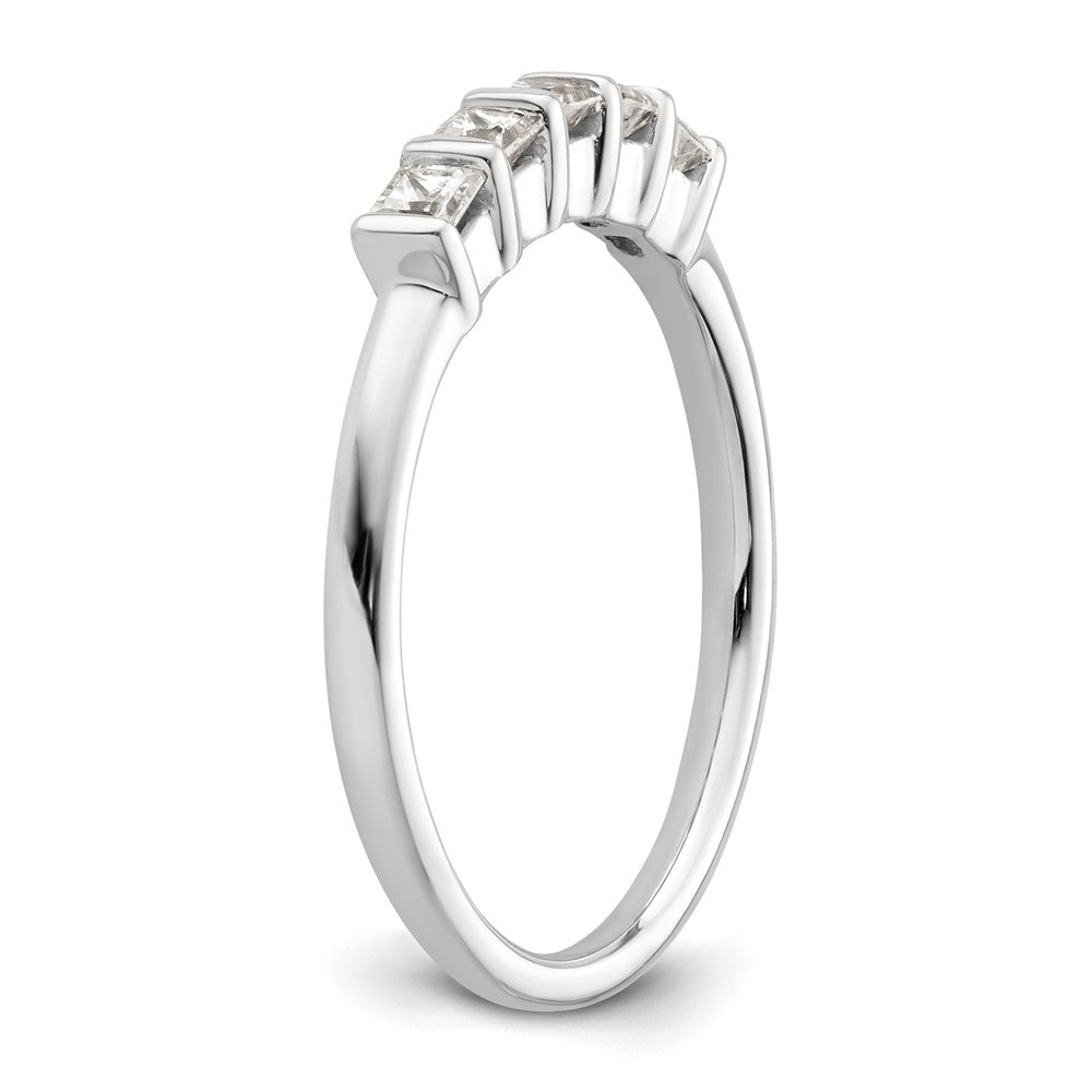 0.33ct. CZ Solid Real 14K White Gold 5-Stone Wedding Band Ring