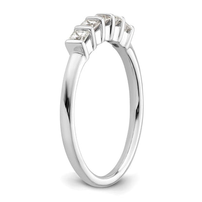 0.33ct. CZ Solid Real 14K White Gold 5-Stone Wedding Band Ring