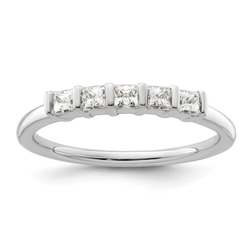 0.33ct. CZ Solid Real 14K White Gold 5-Stone Wedding Band Ring