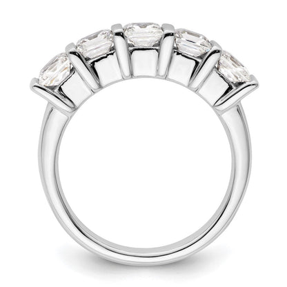 14K White Gold 5-Stone Real Diamond Band