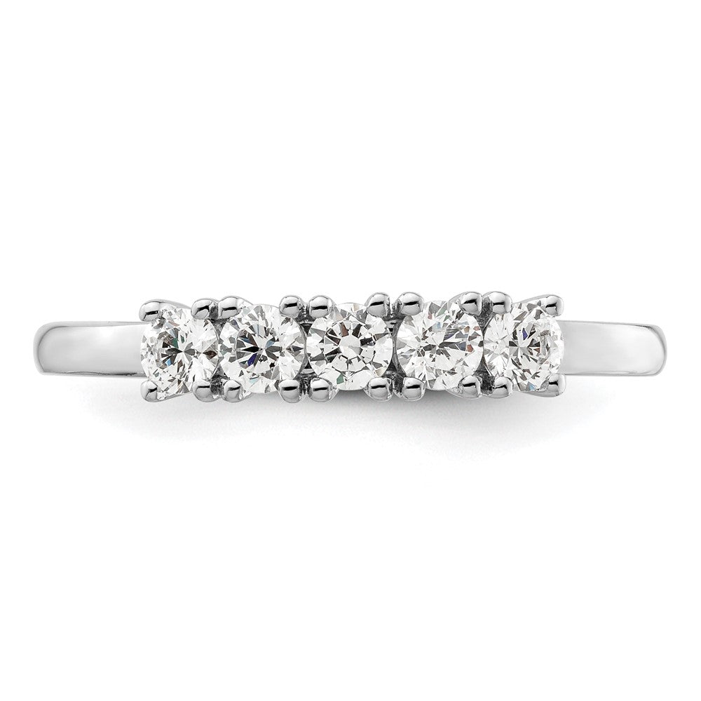 0.50ct. CZ Solid Real 14K White Gold 5-Stone Wedding Band Ring