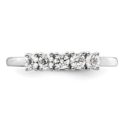 0.50ct. CZ Solid Real 14K White Gold 5-Stone Wedding Band Ring