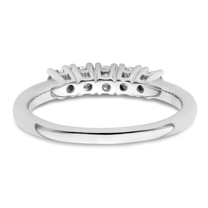 0.50ct. CZ Solid Real 14K White Gold 5-Stone Wedding Band Ring