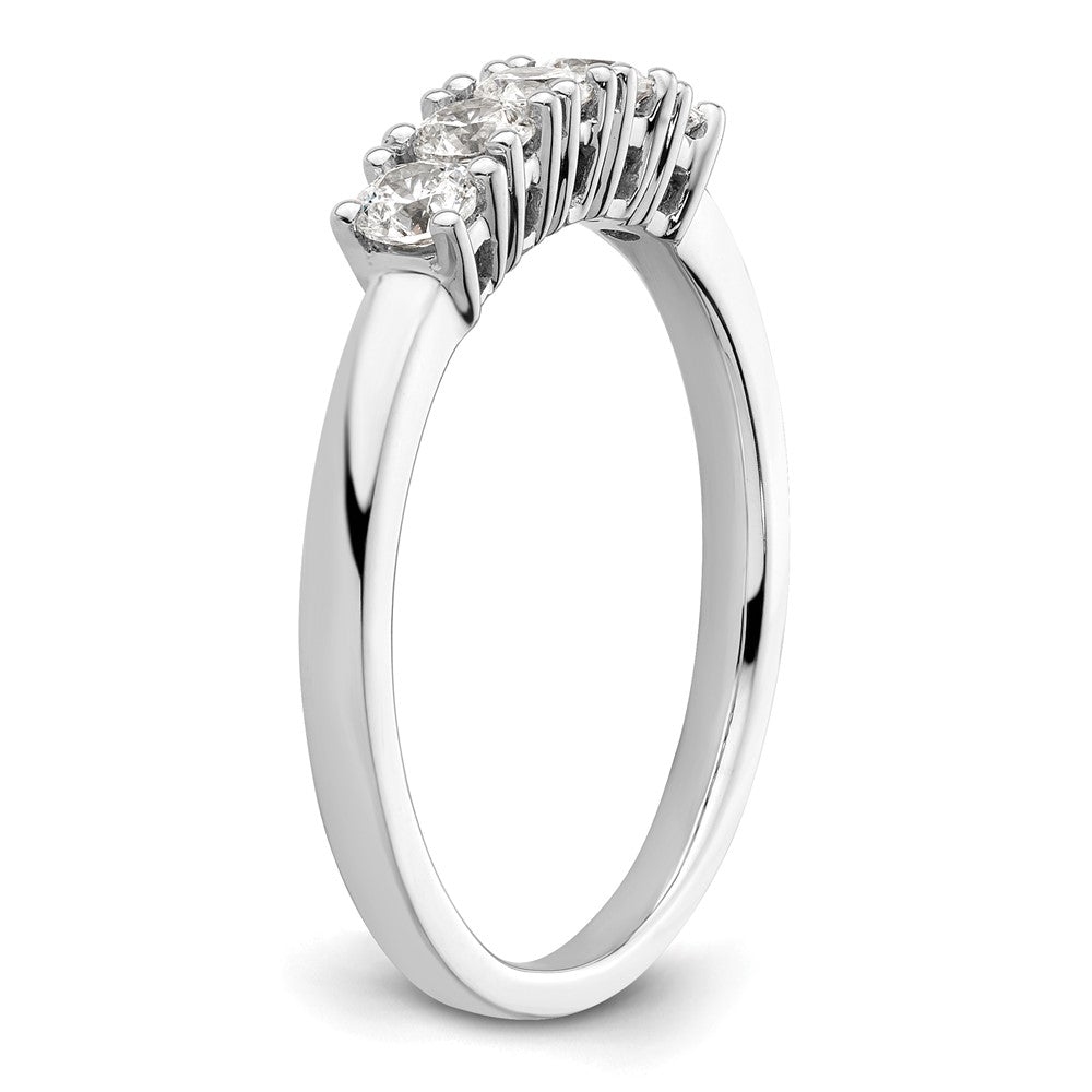 0.50ct. CZ Solid Real 14K White Gold 5-Stone Wedding Band Ring