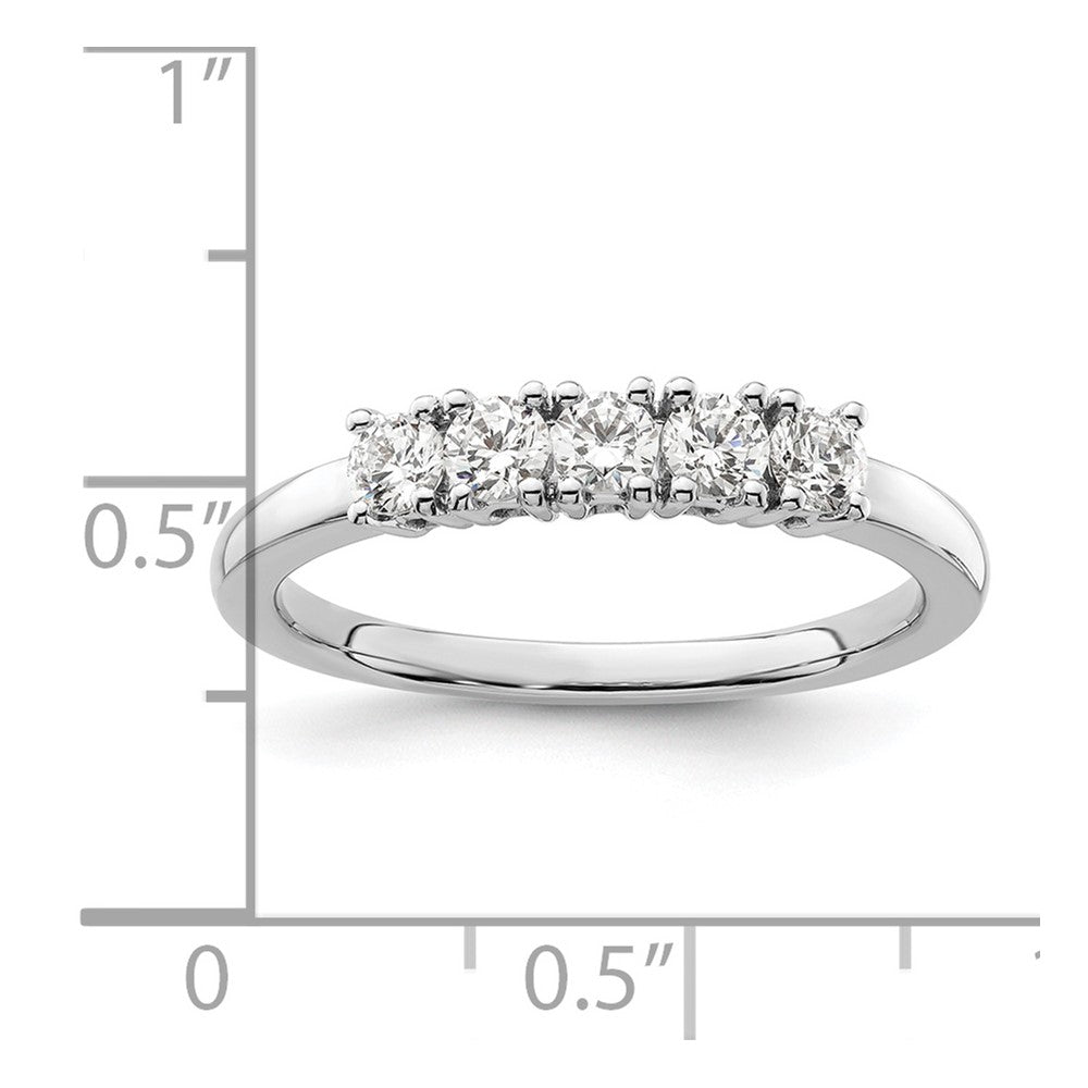 0.50ct. CZ Solid Real 14K White Gold 5-Stone Wedding Band Ring