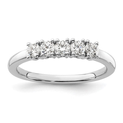 0.50ct. CZ Solid Real 14K White Gold 5-Stone Wedding Band Ring