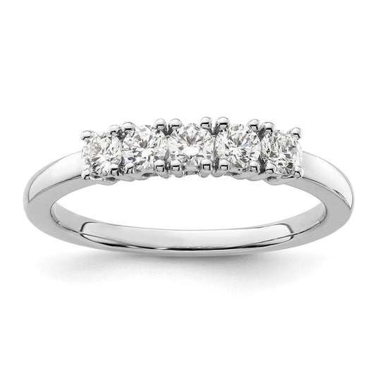 0.50ct. CZ Solid Real 14K White Gold 5-Stone Wedding Band Ring