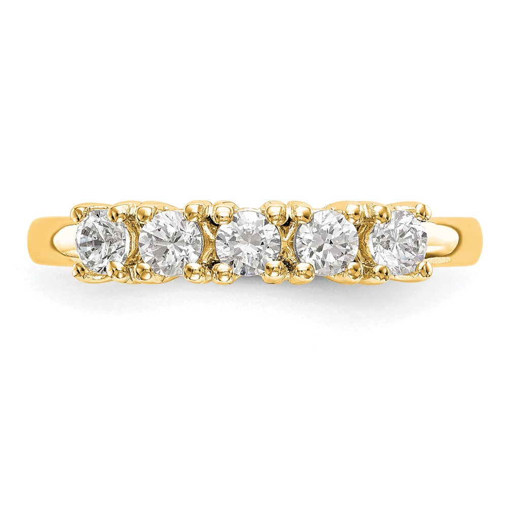 1.10ct. CZ Solid Real 14K Yellow Gold 5-Stone Wedding Band Ring