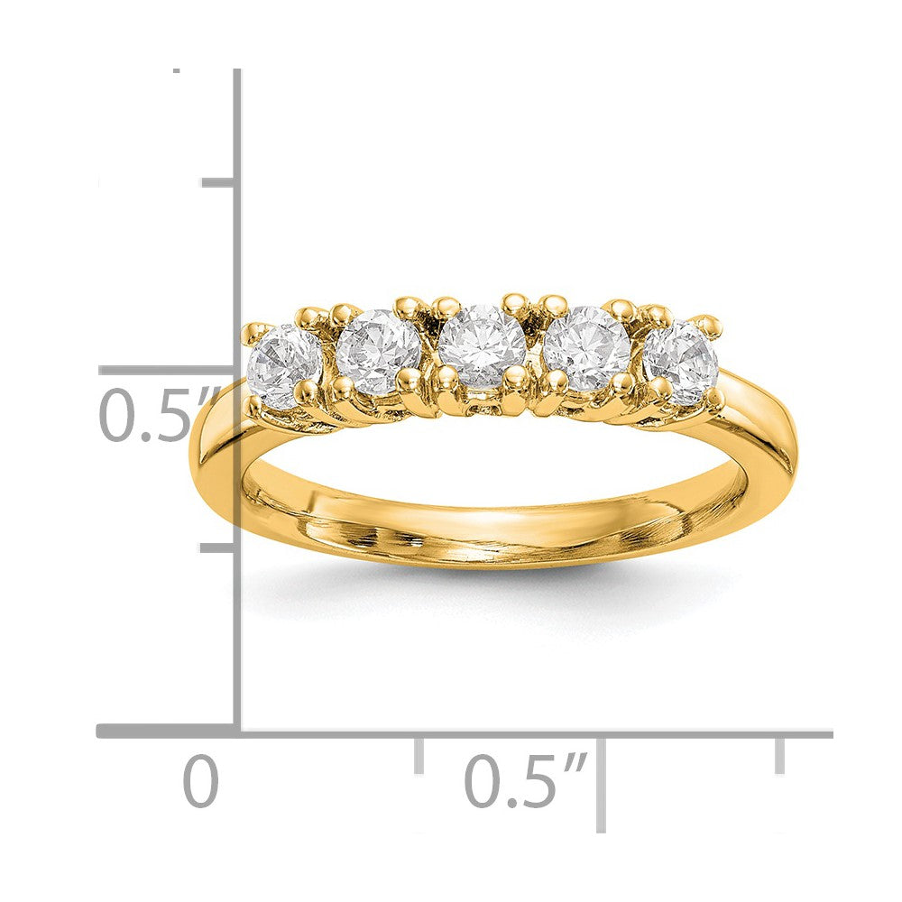 1.10ct. CZ Solid Real 14K Yellow Gold 5-Stone Wedding Band Ring